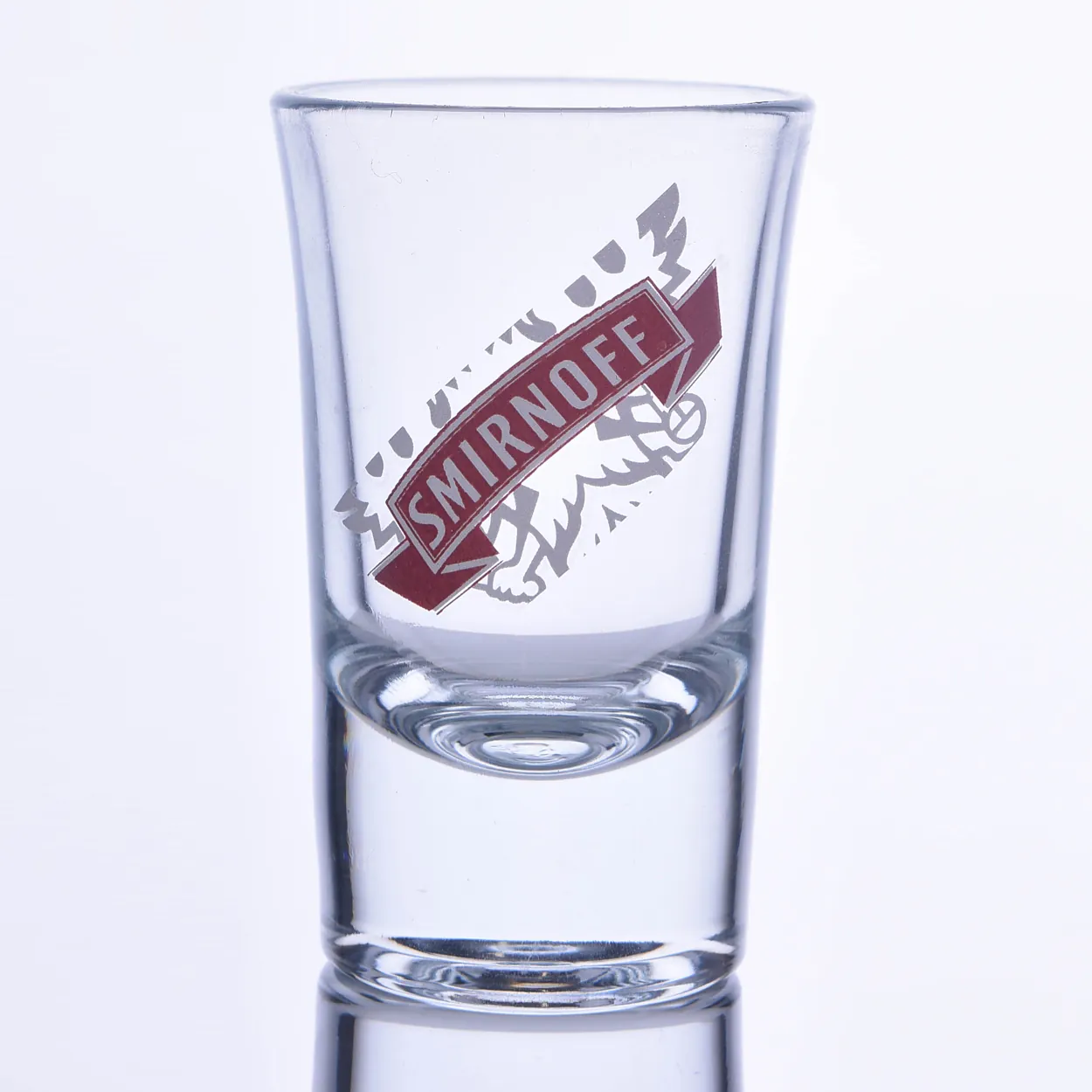 Burgundy stripe and gray patterned logo-printed shot glass — Model 1003c